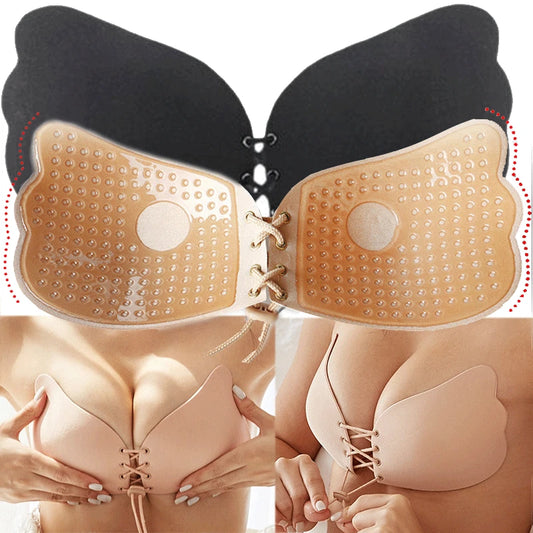 Seamless Self Adhesive Fly Bra Strapless Push Up Bra Wireless Stick on Sexy Lingerie Invisible Silicone Women Bra for Women Girl